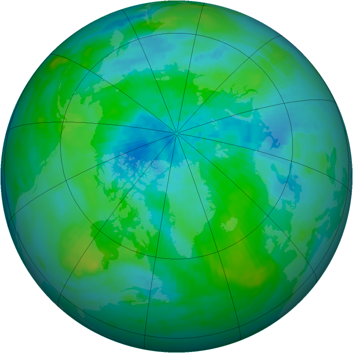 Arctic ozone map for 10 September 1992